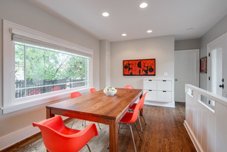 现代简约风格复式公寓大方简洁客厅中式餐桌效果图