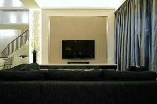 现代简约风格跃层简洁电视背景墙设计