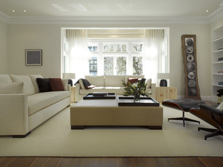 现代简约风格卧室老年公寓温馨客厅沙发摆放效果图