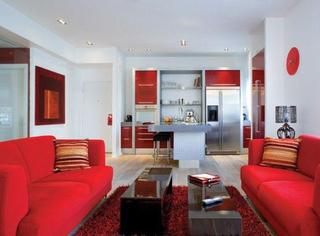 现代简约风格公寓舒适红色装修图片