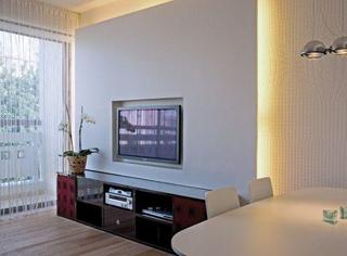 现代简约风格公寓舒适红色电视背景墙效果图