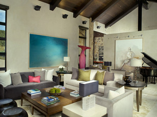 地中海风格卧室三层平顶别墅艺术家具三人沙发效果图