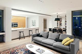 现代简约风格公寓豪华白色客厅吧台椅效果图