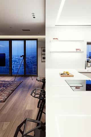 现代简约风格公寓豪华白色厨房吧台设计
