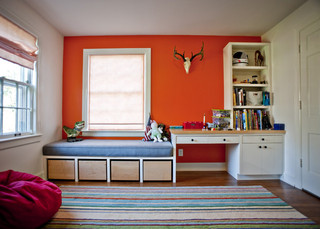 宜家风格客厅三层别墅浪漫卧室红色橱柜效果图