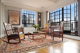 中式风格客厅三层双拼别墅舒适冷色调装修效果图