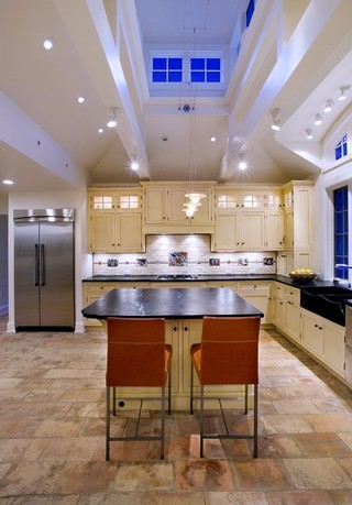 地中海风格一层别墅小清新半开放式厨房装修效果图