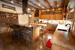 美式乡村风格客厅2层别墅温馨小户型开放式厨房设计图