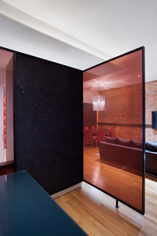 现代简约风格卧室公寓大气餐厅与客厅隔断装修图片