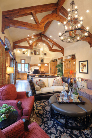 地中海风格室内2层别墅奢华家具客厅沙发装修