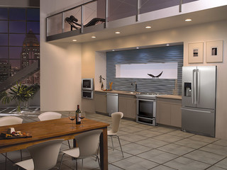 现代欧式风格3层别墅客厅简洁暖色调设计图