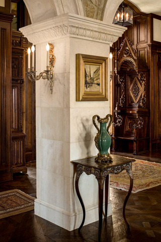 新古典风格客厅三层连体别墅低调奢华罗马柱效果图