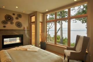 现代loft风格海边别墅浪漫卧室卧室背景墙效果图