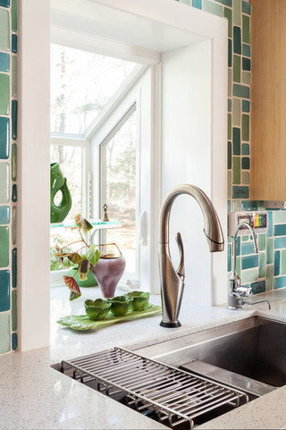 时尚家具绿色橱柜6平方厨房洗手台图片