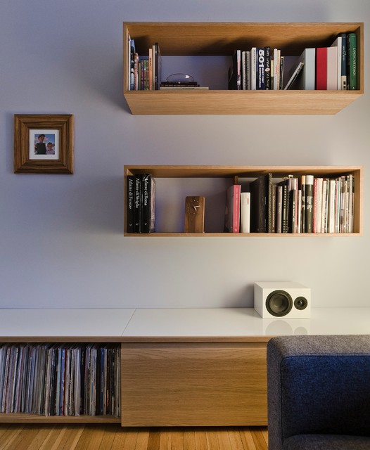 现代简约风格卧室实用墙上书架效果图