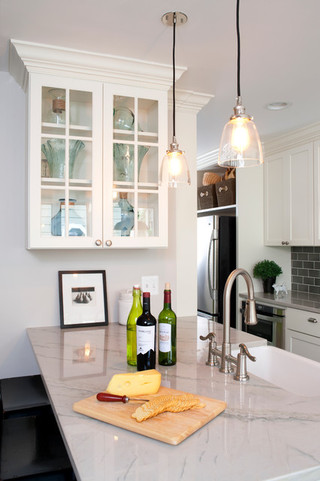 简洁白色简欧风格2014厨房吊顶厨房吧台设计图