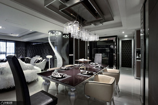 欧式风格时尚黑色豪华型餐厅设计图