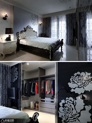 欧式风格时尚黑色豪华型卧室效果图