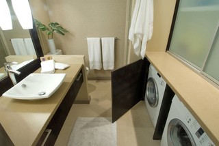 宜家风格65平米两室一厅卧室温馨实木浴室柜效果图