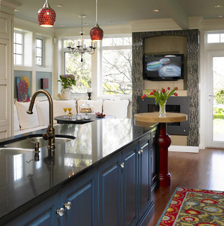 美式风格客厅浪漫卧室豪华型开放式厨房吧台效果图