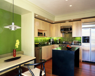 现代美式风格单身公寓设计图绿色橱柜10平方卧室装修
