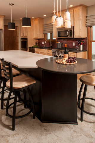 简约风格卧室原木色家居富裕型开放式厨房吧台设计图纸