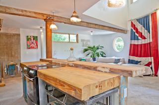 混搭风格客厅富裕型140平米以上开放式厨房吧台装修效果图