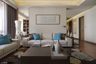 新中式风格公寓唯美沙发背景墙设计
