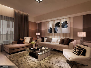 现代简约风格公寓温馨沙发背景墙装修图片