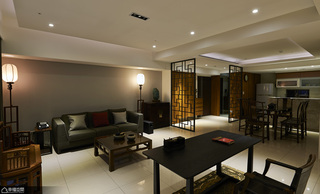 中式风格公寓稳重客厅装修效果图