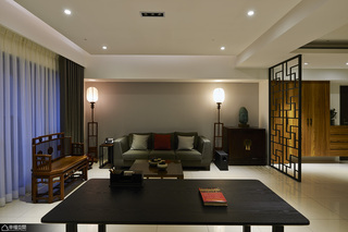 中式风格公寓稳重沙发背景墙设计图纸