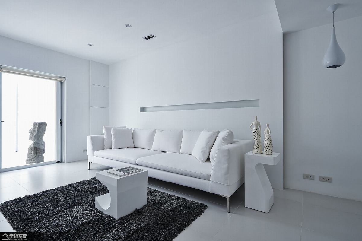 简约风格公寓艺术白色沙发背景墙装修效果图