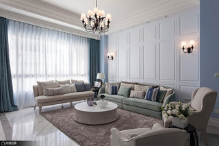 新古典风格别墅小清新沙发背景墙设计图