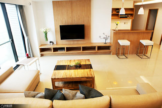 日式风格公寓小清新电视背景墙设计图