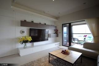简约风格公寓舒适白色电视背景墙设计图