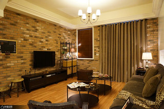 美式风格公寓温馨客厅设计图纸