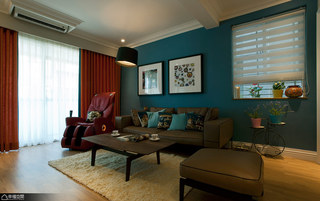 美式风格小户型温馨沙发背景墙设计图