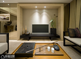 中式风格度假别墅简洁电视背景墙效果图