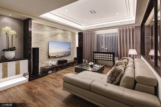 新古典风格三居室简洁电视背景墙设计图