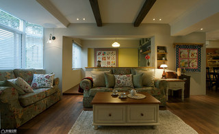 美式乡村风格别墅温馨沙发背景墙设计图纸