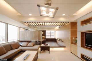 日式风格公寓温馨客厅吊顶装修