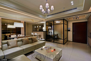 现代简约风格公寓简洁客厅吊顶设计图