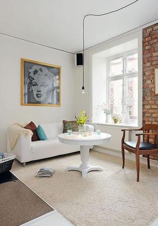 北欧风格舒适白色90平米客厅沙发装潢