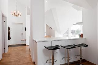 北欧风格复式白色阁楼厨房吧台效果图