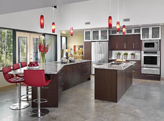 现代简约风格红色橱柜4平米小厨房室内客厅隔断效果图