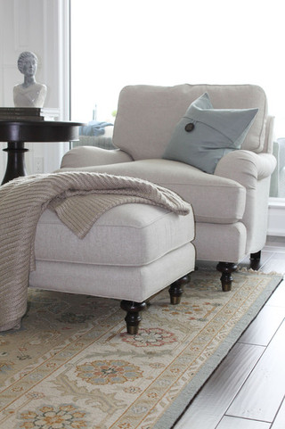 美式风格客厅复式卧室舒适白色简欧风格实木沙发图片