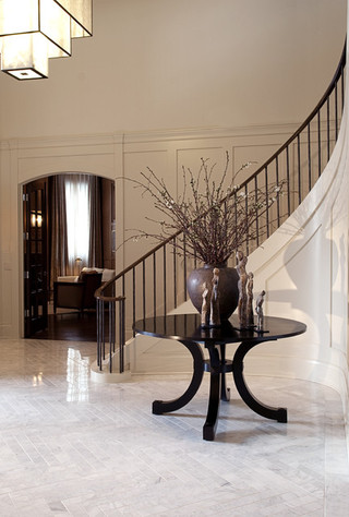 一层别墅及现代奢华咖啡色室内楼梯设计图装修效果图
