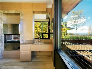 现代简约风格卫生间三层小别墅稳重咖啡色洗手台效果图