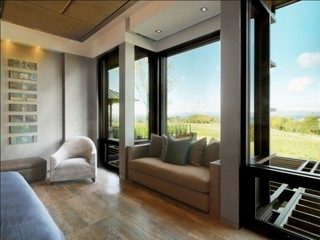 现代简约风格客厅200平米别墅稳重咖啡色双人沙发效果图