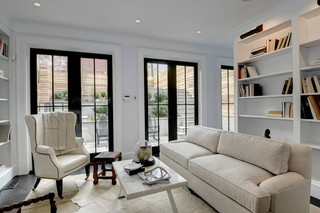 新古典风格三层双拼别墅浪漫卧室白色橱柜小客厅沙发装潢